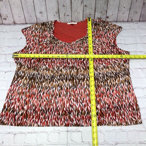 JM Collection Women Short Sleeve Blouse Top Shirt Plus Size 3X Nylon M188 -4 - Picture 9 of 11